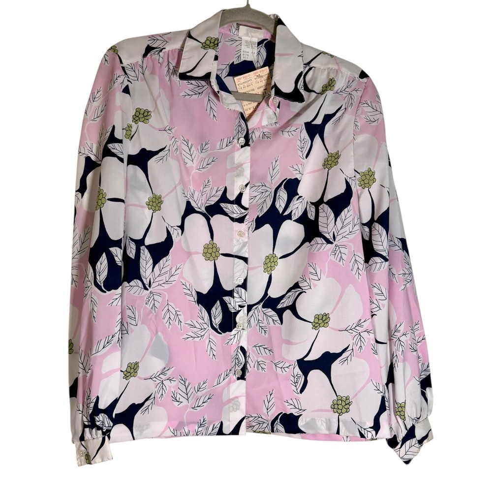 NEW Vintage Vera Neumann 70's/80's Women's Button Down Shirt Blouse Floral Med